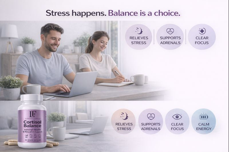 Cortisol Balance – Adrenal Support & Stress Relaxation Supplement – Vegan, Gluten Free, Non-GMO, Dairy Free – 60 Veggie Capsules