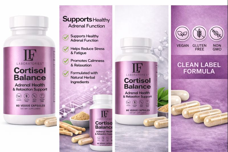 Cortisol Balance – Adrenal Support & Stress Relaxation Supplement – Vegan, Gluten Free, Non-GMO, Dairy Free – 60 Veggie Capsules