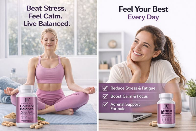 Cortisol Balance – Adrenal Support & Stress Relaxation Supplement – Vegan, Gluten Free, Non-GMO, Dairy Free – 60 Veggie Capsules