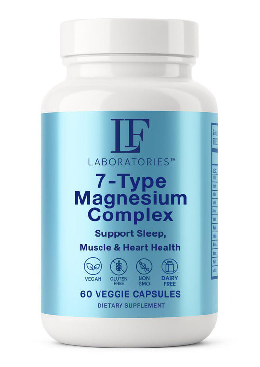LF Laboratories 7-Type Magnesium Complex with Vitamin B6 High Absorption, Vegan, Non-GMO, Gluten-Free Supplement – Supports Muscle Relaxation, Bone Strength & Energy Men & Women – 60 Capsules