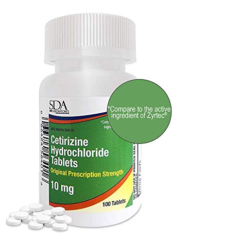 SDA Laboratories All Day 24-Hour Allergy Medicine 100 Count Antihistamine for Allergies, Pollen, Hay Fever, Dry, Itchy Eyes | Cetirizine HCl 10mg Tablets